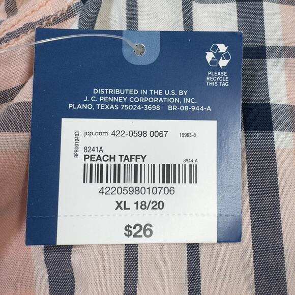 Arizona Jean Co. Short Sleeve Button-Up Shirt Size XL 18/20 Peach Taffy - Picture 6 of 6